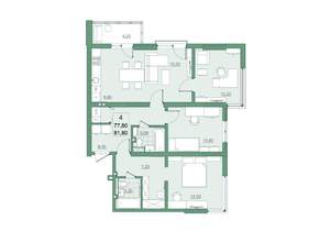 4-к квартира, вторичка, 78м2, 20/22 этаж