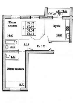 2-к квартира, вторичка, 52м2, 7/10 этаж