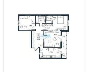 3-к квартира, вторичка, 89м2, 2/10 этаж