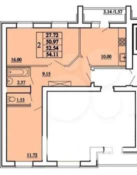 2-к квартира, вторичка, 51м2, 1/10 этаж