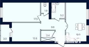 2-к квартира, вторичка, 72м2, 3/4 этаж
