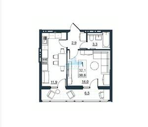 1-к квартира, вторичка, 39м2, 10/10 этаж