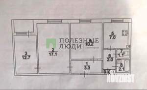 3-к квартира, вторичка, 56м2, 1/9 этаж