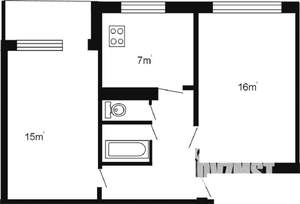2-к квартира, вторичка, 45м2, 5/5 этаж