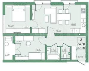 3-к квартира, вторичка, 57м2, 3/22 этаж