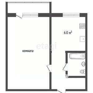 1-к квартира, вторичка, 30м2, 5/5 этаж