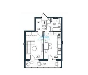 1-к квартира, вторичка, 44м2, 3/10 этаж