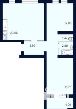 2-к квартира, вторичка, 69м2, 1/4 этаж