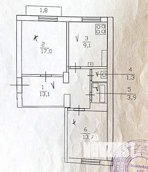 2-к квартира, вторичка, 58м2, 2/5 этаж