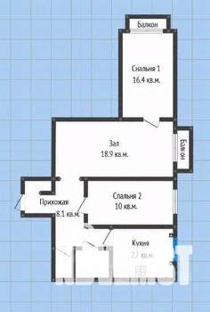 3-к квартира, вторичка, 65м2, 7/9 этаж