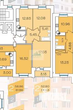2-к квартира, вторичка, 56м2, 2/10 этаж