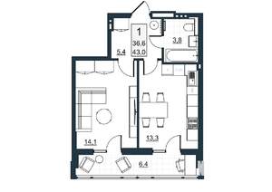 1-к квартира, вторичка, 37м2, 5/10 этаж