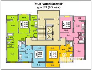 2-к квартира, вторичка, 68м2, 4/14 этаж