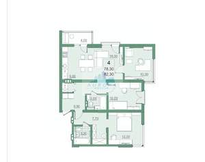 4-к квартира, вторичка, 82м2, 12/22 этаж