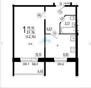 1-к квартира, вторичка, 42м2, 1/11 этаж