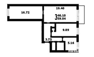 3-к квартира, вторичка, 60м2, 5/6 этаж