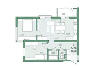 3-к квартира, вторичка, 54м2, 8/22 этаж