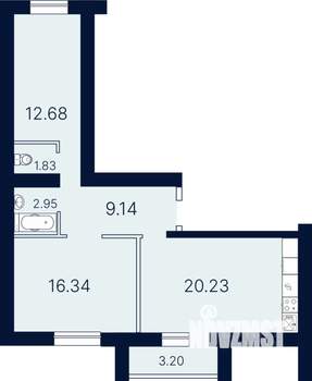2-к квартира, строящийся дом, 66м2, 1/10 этаж