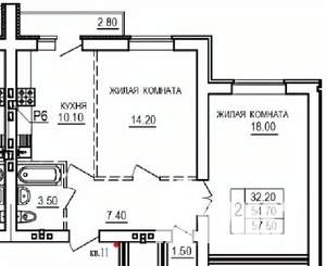2-к квартира, строящийся дом, 58м2, 4/10 этаж