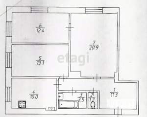 3-к квартира, вторичка, 72м2, 2/4 этаж
