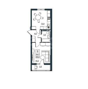 1-к квартира, вторичка, 35м2, 2/10 этаж