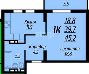 1-к квартира, вторичка, 40м2, 8/15 этаж