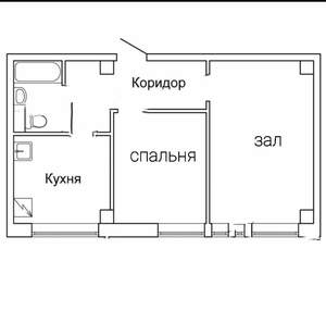 2-к квартира, вторичка, 43м2, 3/5 этаж