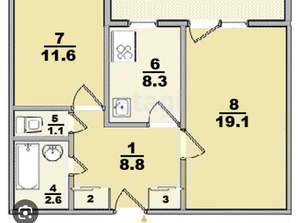 2-к квартира, вторичка, 51м2, 9/10 этаж