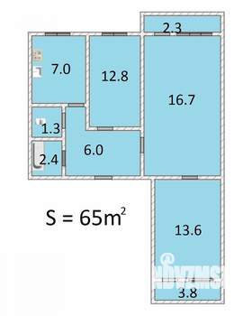 3-к квартира, вторичка, 65м2, 4/9 этаж