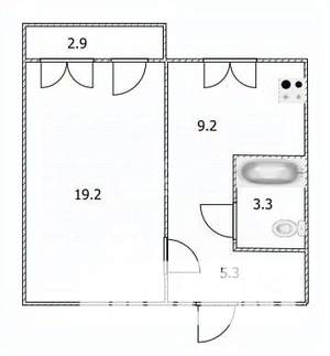 1-к квартира, вторичка, 38м2, 1/9 этаж