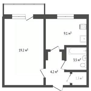 1-к квартира, вторичка, 32м2, 1/5 этаж