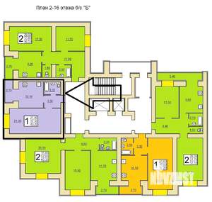 1-к квартира, сданный дом, 42м2, 16/16 этаж
