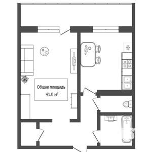 1-к квартира, вторичка, 42м2, 2/10 этаж