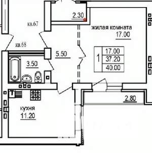 1-к квартира, вторичка, 40м2, 10/10 этаж