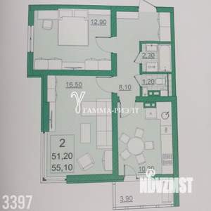 2-к квартира, вторичка, 51м2, 2/22 этаж