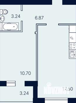 1-к квартира, вторичка, 42м2, 1/4 этаж