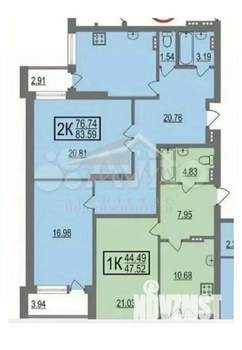 2-к квартира, вторичка, 76м2, 4/19 этаж