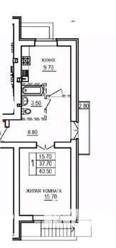 1-к квартира, вторичка, 41м2, 9/10 этаж