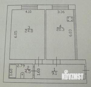 1-к квартира, вторичка, 59м2, 1/9 этаж