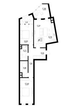 3-к квартира, сданный дом, 92м2, 8/10 этаж