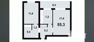 2-к квартира, вторичка, 55м2, 7/9 этаж