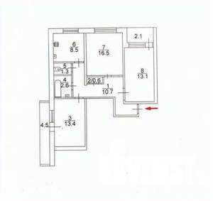 3-к квартира, вторичка, 67м2, 5/9 этаж