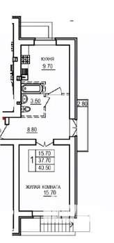 1-к квартира, вторичка, 41м2, 8/10 этаж