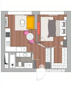 1-к квартира, вторичка, 40м2, 7/15 этаж