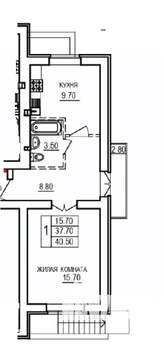 1-к квартира, вторичка, 41м2, 2/10 этаж