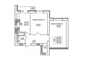 2-к квартира, вторичка, 58м2, 9/10 этаж