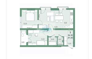 3-к квартира, вторичка, 57м2, 6/22 этаж