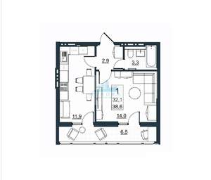 1-к квартира, вторичка, 39м2, 3/10 этаж