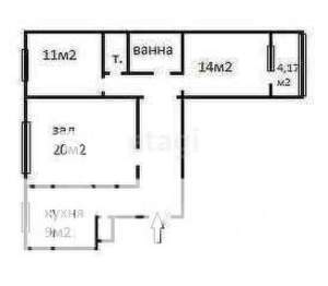 3-к квартира, вторичка, 62м2, 5/10 этаж