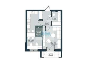 1-к квартира, вторичка, 42м2, 6/10 этаж